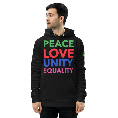 Karma Inc Apparel  Black / S "PEACE LOVE UNITY EQUALITY" Premium Organic Cotton Unisex Hoodie