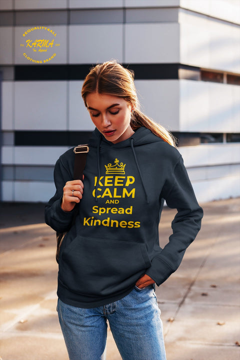 Karma Inc Apparel  Hoodie "KEEP CALM AND SPREAD KINDNESS" Maize and Blue Premium Organic Cotton Unisex Hoodie