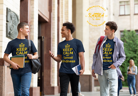 Karma Inc Apparel  Unisex T-Shirt "KEEP CALM AND SPREAD KINDNESS" Maize And Blue Preimum Bella-Canvass Unisex T-Shirt