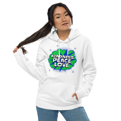 Karma Inc Apparel  White / S "KINDNESS/PEACE/ LOVE Premium Organic Cotton Eco-Friendly Unisex Hoodie